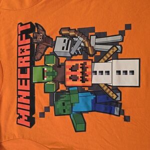 Kids Minecraft Orange T-Shirt Sz L